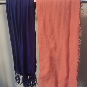 2 scarfs purple and peach